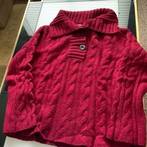 Eddie Bauer Red Cable Knit Turtleneck Sweater